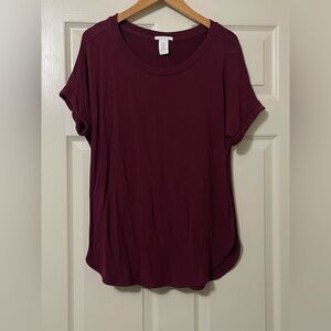 Matty M Deep Burgundy Short Sleeve Top